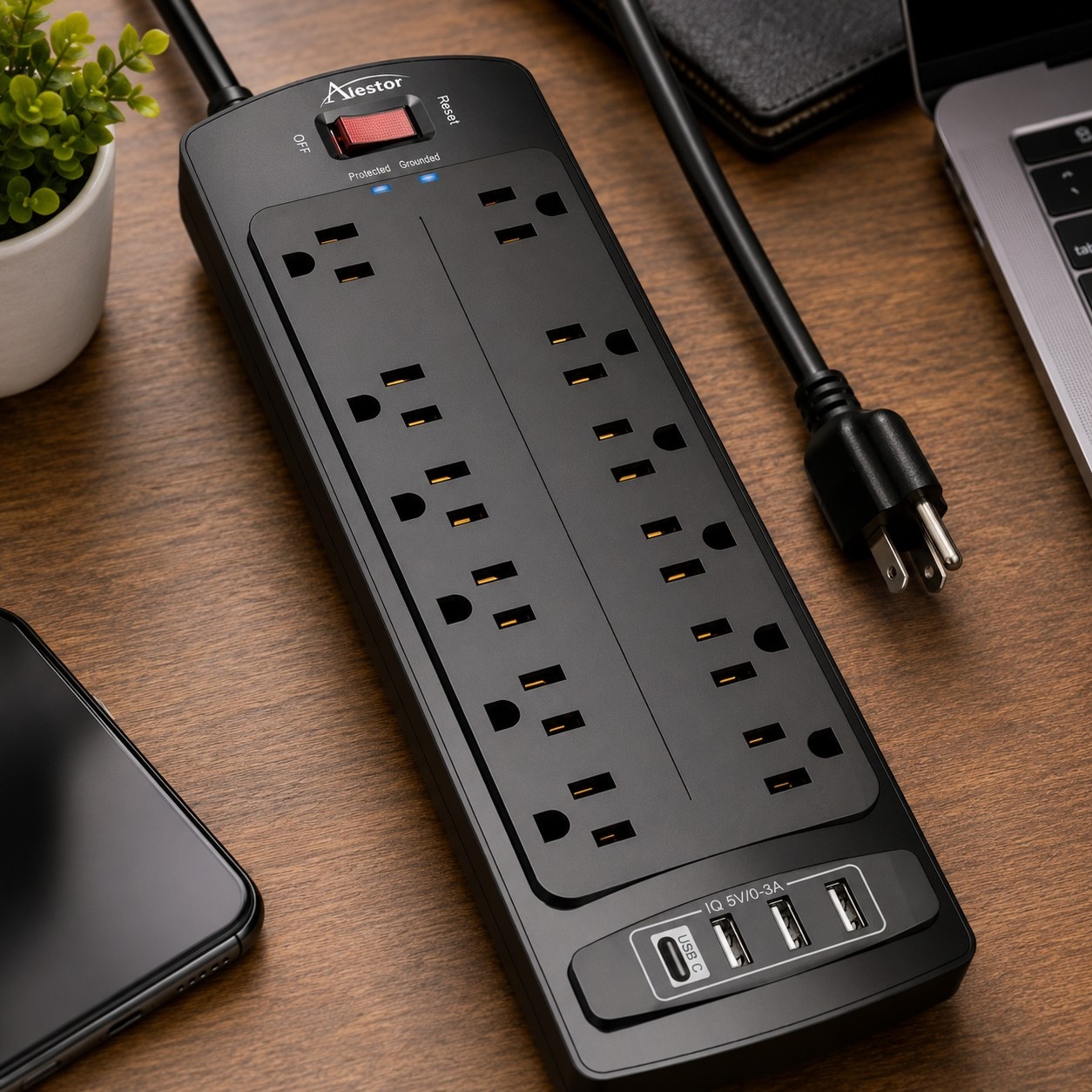 12-Outlet Surge Protector Power Strip with USB